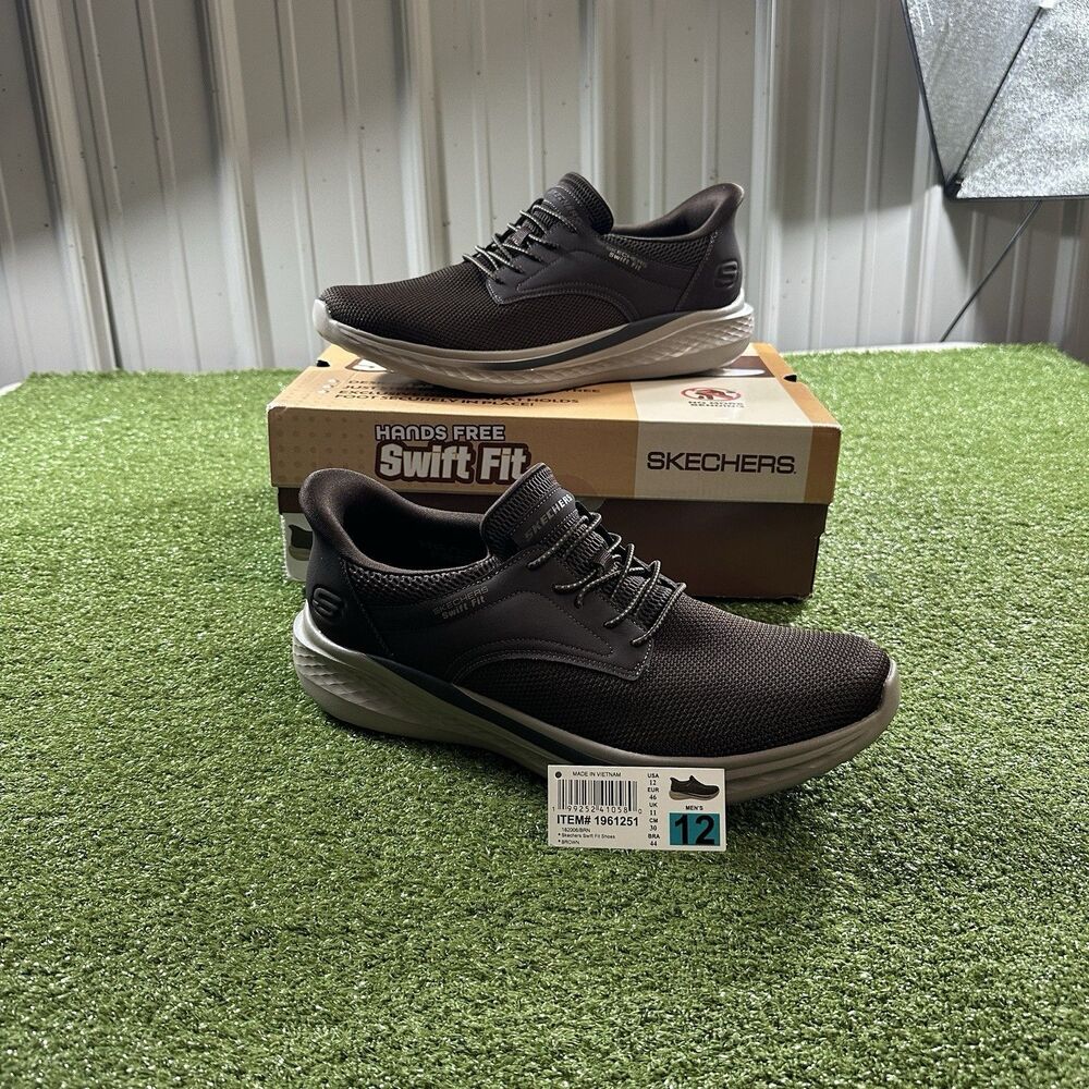 Skechers Hands Free Swift Fit Men's Size 12 Brown Shoes 196125 New W/ Box